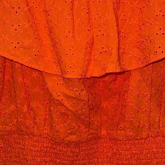 1. State Top Tigerlily Eyelet Ruffle Smocked Crop Orange Size XS NWT - Picture 5 of 9